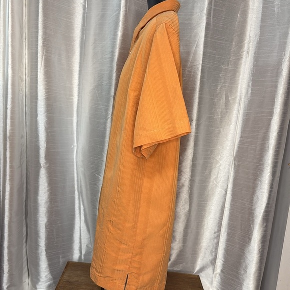 Axist Silk Touch Men’s XL Orange Textured Short Sleeve Button Up Collar Shirt - Picture 9 of 9